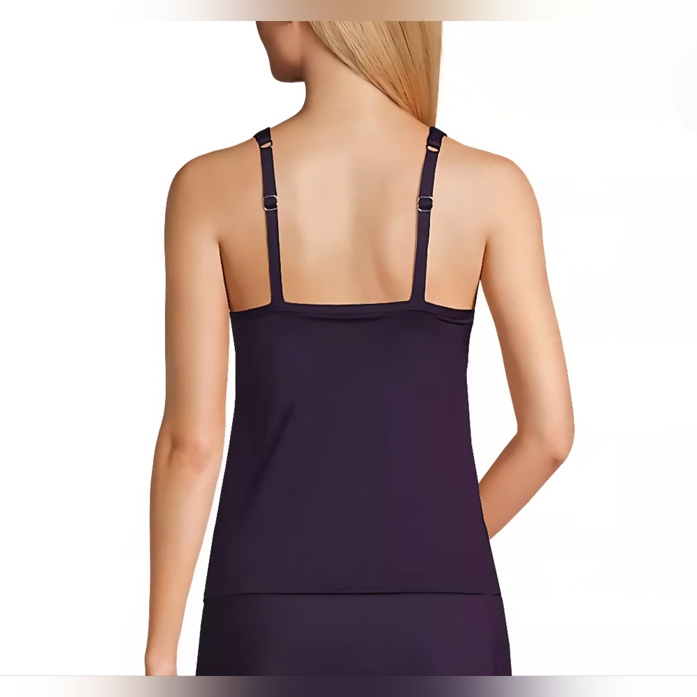 NWOT Lands End Smoothing Control Mesh High Neck Tankini, Womens 12 - Picture 2 of 9